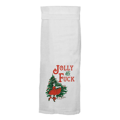 Twisted Wares - Jolly as Fuck Holiday Christmas Tea Towel Kitchen Towels