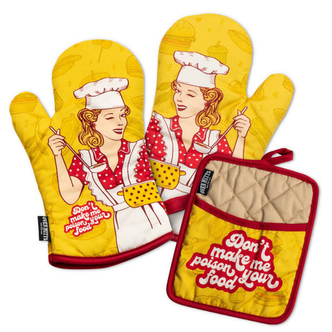Zapps Clothing - Don't Make Me Poison Your Food Oven Mitts And Potholder Set