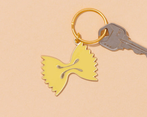 Farfalle Bowtie Pasta Enamel Food Keychain - Grocery, Italy - Fathers Day Gift Mothers Day Spring Easter - Bag Charm