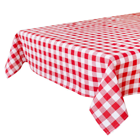 Red & White Fabric Gingham Tablecloth |Summer|