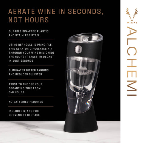 Viski - Alchemi™ Adjustable Aerating Wine Pourer w/ Stand