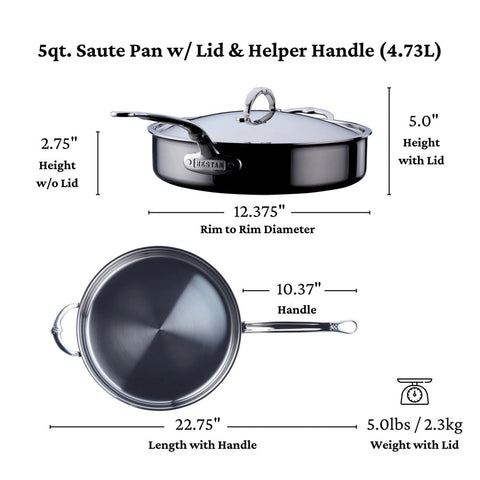 Hestan Nanobond Titanium : Covered Sauté Pan 5 Quart