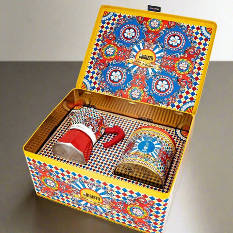 MOKA 3 CUPS + COFFEE TIN GIFT SET D&G RED CARRETTO
