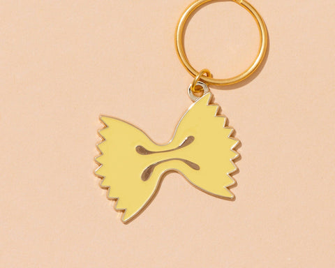 Farfalle Bowtie Pasta Enamel Food Keychain - Grocery, Italy - Fathers Day Gift Mothers Day Spring Easter - Bag Charm