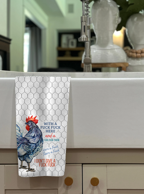 With A Fuck Fuck Here Kitchen Tea Towel