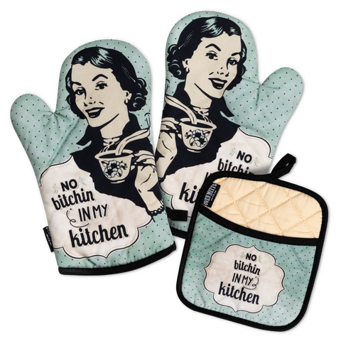 Zapps Clothing - No B****** In My Kitchen Oven Mitts And Potholder Set