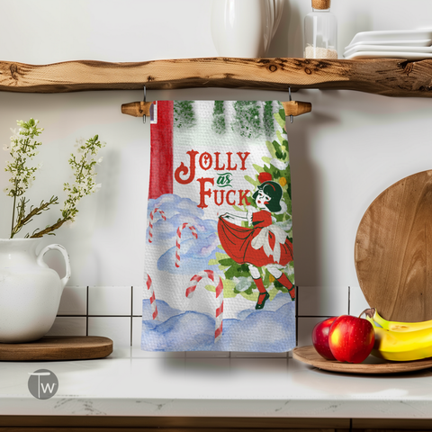 Twisted Wares - Jolly as Fuck Holiday Christmas Tea Towel Kitchen Towels