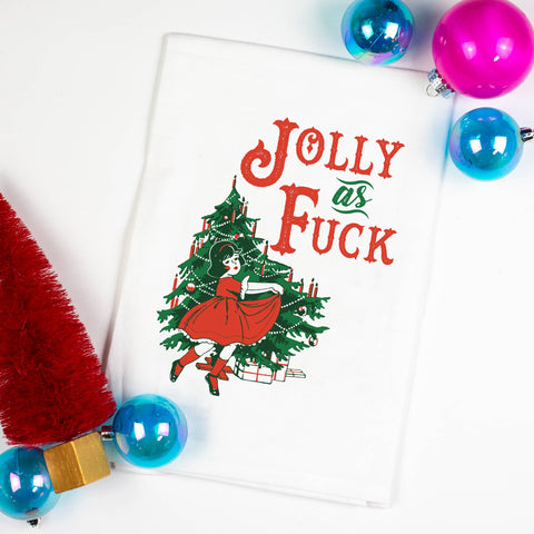 Twisted Wares - Jolly as Fuck Holiday Christmas Tea Towel Kitchen Towels