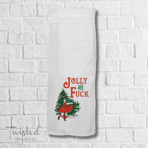 Twisted Wares - Jolly as Fuck Holiday Christmas Tea Towel Kitchen Towels