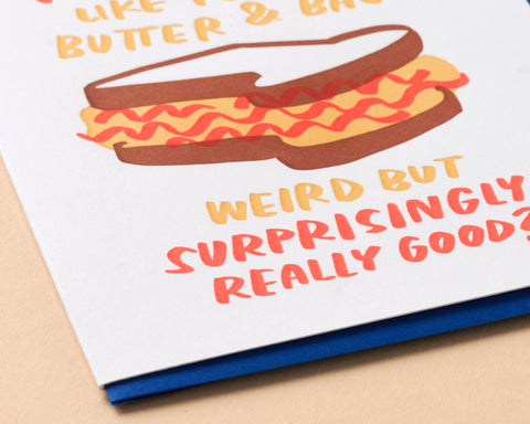 Peanut Butter & Bacon Anniversary Letterpress Greeting Card