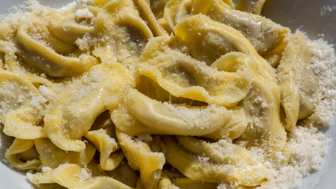 Pasta: Scarpinocc with Brown Butter, Sage and Hazelnut with Lemon Pannacotta