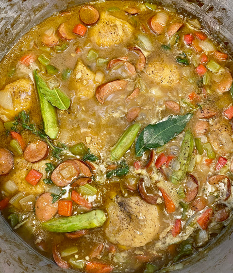 Cajun Gumbo, Skillet Cornbread and FlambΓ© Banana Foster
