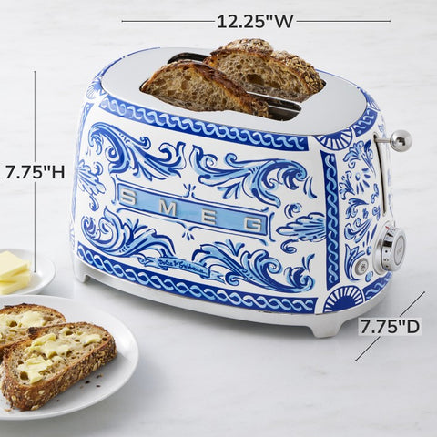 SMEG - Dolce & Gabbana Blu Mediterraneo - 2 Slice Toaster Blue Mediterraneo