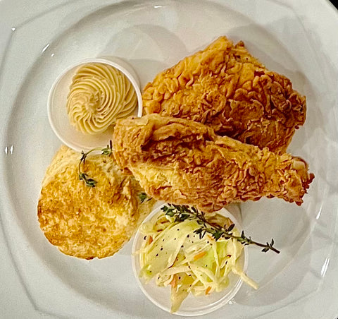 Southern Buttermilk Fried Chicken and Biscuits with Warm Apple Cobbler
