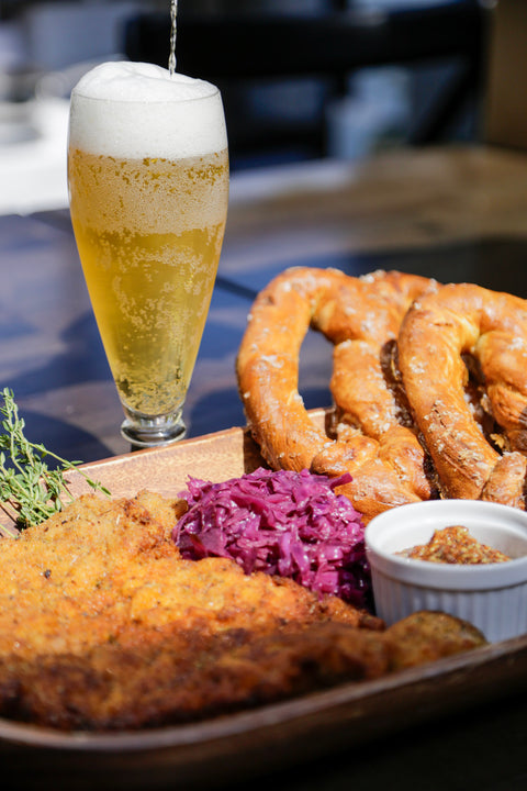 Oktoberfest: Pork Schnitzel,  Homemade Pretzels, Braised Red Cabbage, & Warm Apple Crisp