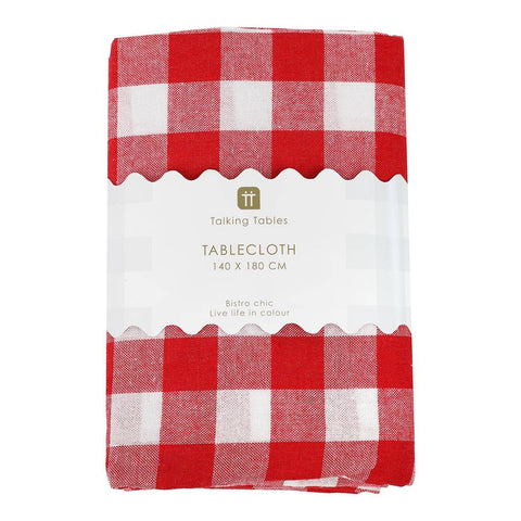 Red & White Fabric Gingham Tablecloth |Summer|