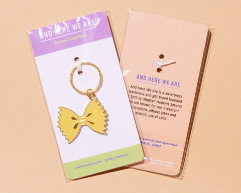 Farfalle Bowtie Pasta Enamel Food Keychain - Grocery, Italy - Fathers Day Gift Mothers Day Spring Easter - Bag Charm