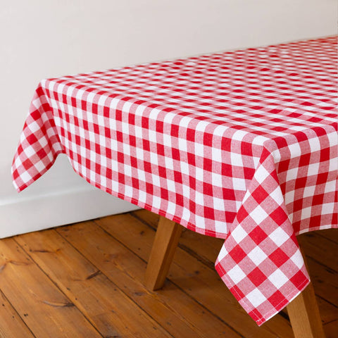 Red & White Fabric Gingham Tablecloth |Summer|