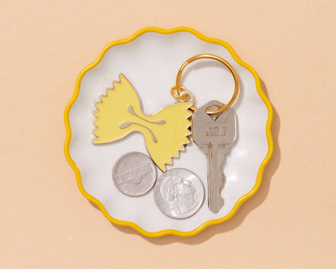 Farfalle Bowtie Pasta Enamel Food Keychain - Grocery, Italy - Fathers Day Gift Mothers Day Spring Easter - Bag Charm