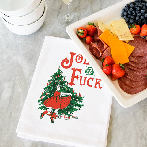 Twisted Wares - Jolly as Fuck Holiday Christmas Tea Towel Kitchen Towels