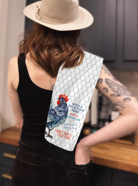 With A Fuck Fuck Here Kitchen Tea Towel