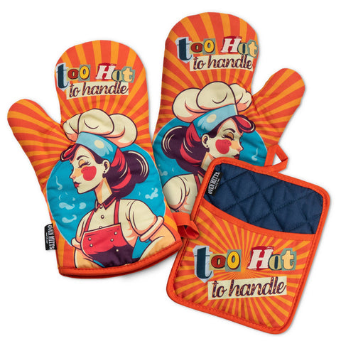 Zapps Clothing - Too Hot To Handle Oven Mitts And Potholder Set