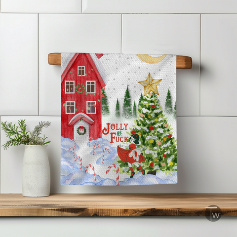 Twisted Wares - Jolly as Fuck Holiday Christmas Tea Towel Kitchen Towels