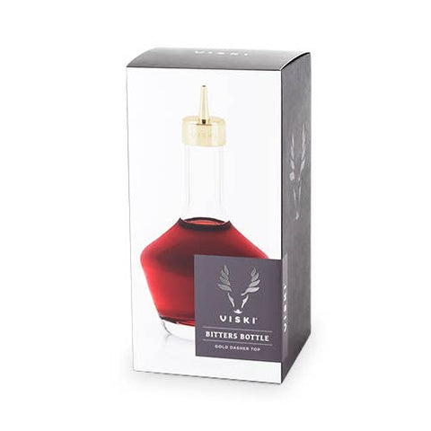 Viski - Belmont™ Crystal Bitters Bottle w/ Gold-Plated Dasher Top
