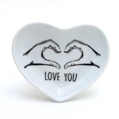 Love You, Heart shaped dish, ring holder, trinket dish