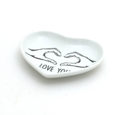 Love You, Heart shaped dish, ring holder, trinket dish