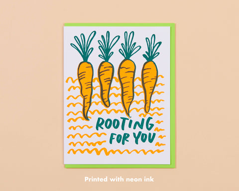 Rooting For You Garden Carrots Encouragement Letterpress Greeting Card- Mother's Day Easter Spring