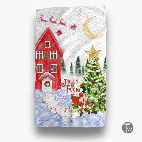 Twisted Wares - Jolly as Fuck Holiday Christmas Tea Towel Kitchen Towels