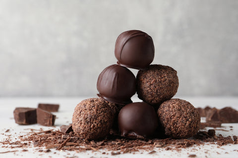 Chocolate Truffles: Milk Chocolate Hazelnut, Dark Chocolate, & White Chocolate Vanilla