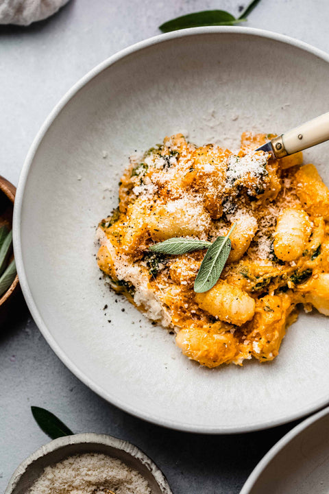 Sweet Potato Gnocchi, Brown Butter Sage & Honey Mascarpone Panna Cotta