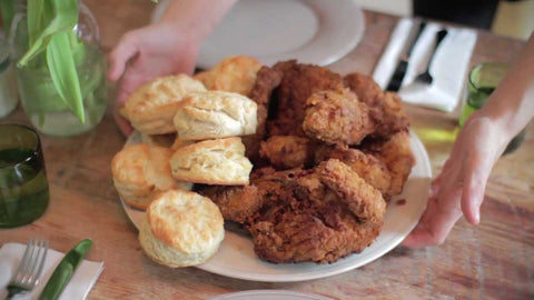 Southern Buttermilk Fried Chicken and Biscuits with Warm Apple Cobbler