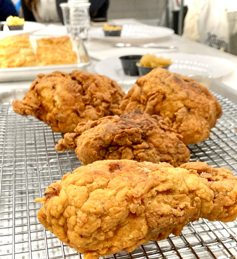 Southern Buttermilk Fried Chicken and Biscuits with Warm Apple Cobbler