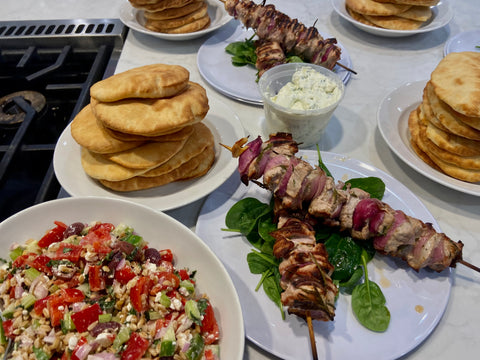 Greek Souvlaki Kebabs & Homemade Pita