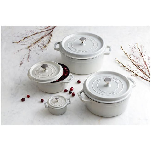 STAUB CAST IRON - ROUND COCOTTES 7 qt, Round, Cocotte, White Truffle