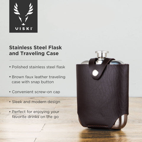 Viski - Stainless Steel Flask w/ Traveling Case