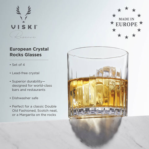 Viski - Reserve Milo European Crystal Lowball Glasses - Set of 4