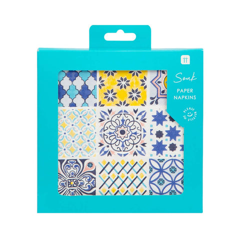 Souk Blue Summer Napkins for Summer Party | 20 Pack |