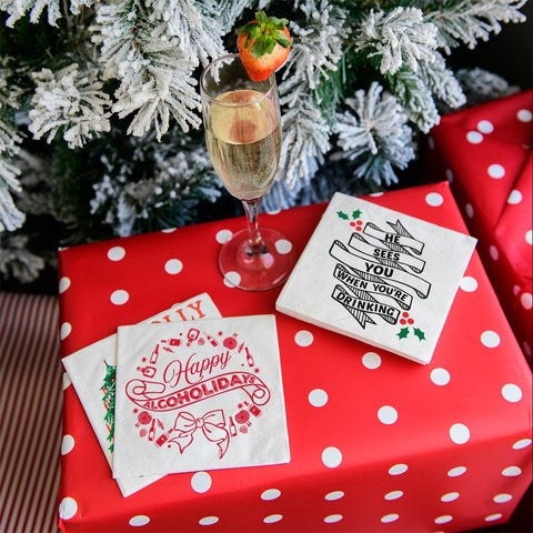 Happy Alcoholidays | Holiday Christmas Napkins