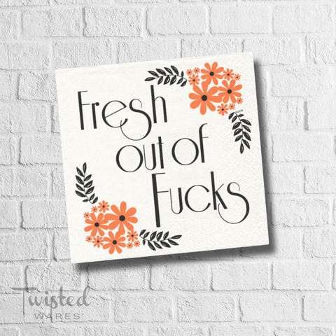 Fresh Out | Unique Funny Cocktail Party Napkins for Fall