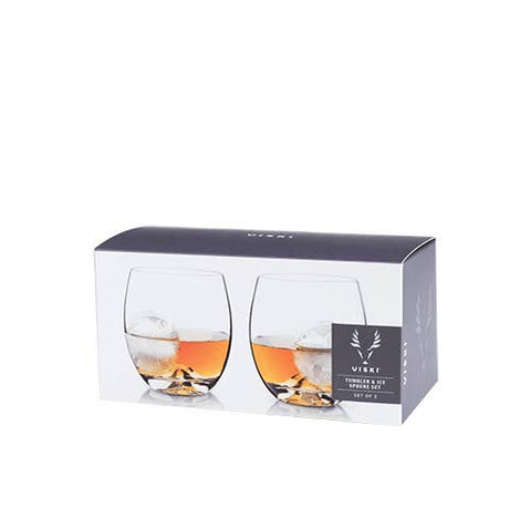 Viski - Glacier Rocks® Ice Ball Molds & Tumblers Set - Set of 4