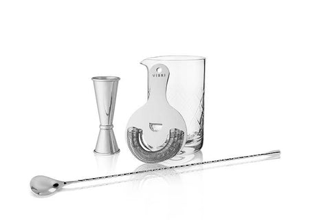 Viski - Harrison Stainless Steel & Crystal Mixologist Set - Set of 4