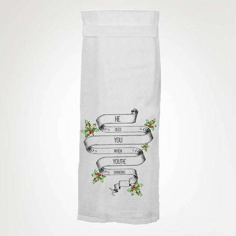 He Sees You Drinking | X-Mas Kitchen Towels