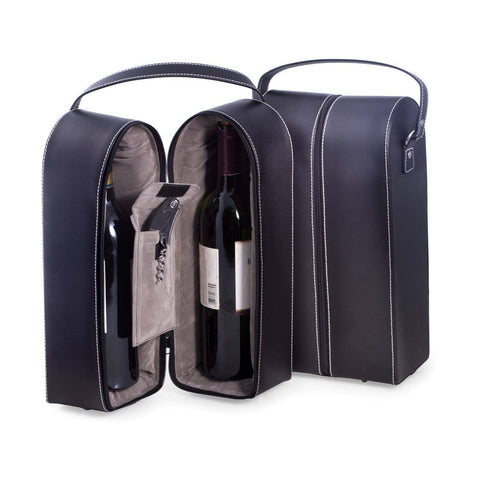 BeyBerk International - Black Leather Wine Caddy