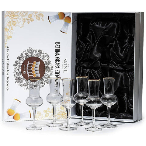 Crystal Grappa Glasses 3oz -Set of 6- In Gift Box