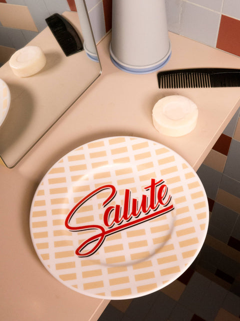 SALUTE - Porcelain plate with writing