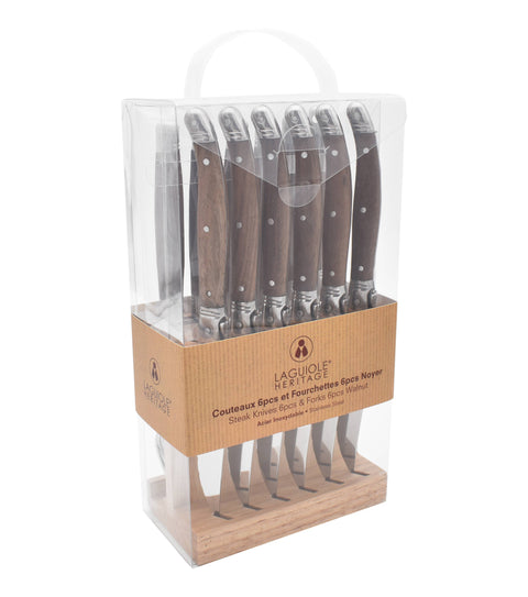 Laguiole Heritage Set of 6 knives and 6 forks Walnut wood